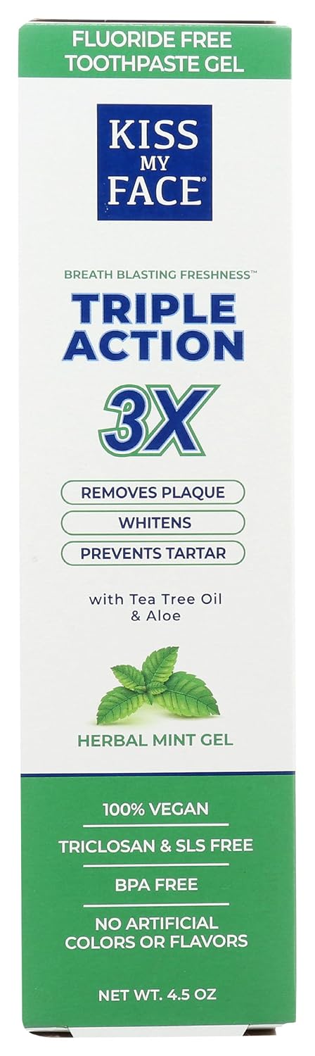 Kiss My Face Triple Action Fluoride-Free Gel Toothpaste Peppermint 4.5 oz — product view