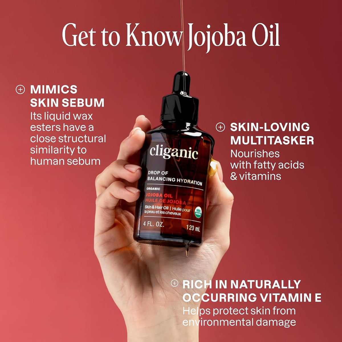 Cliganic Organic Jojoba Oil, 100% Pure, 120 ml - view 4