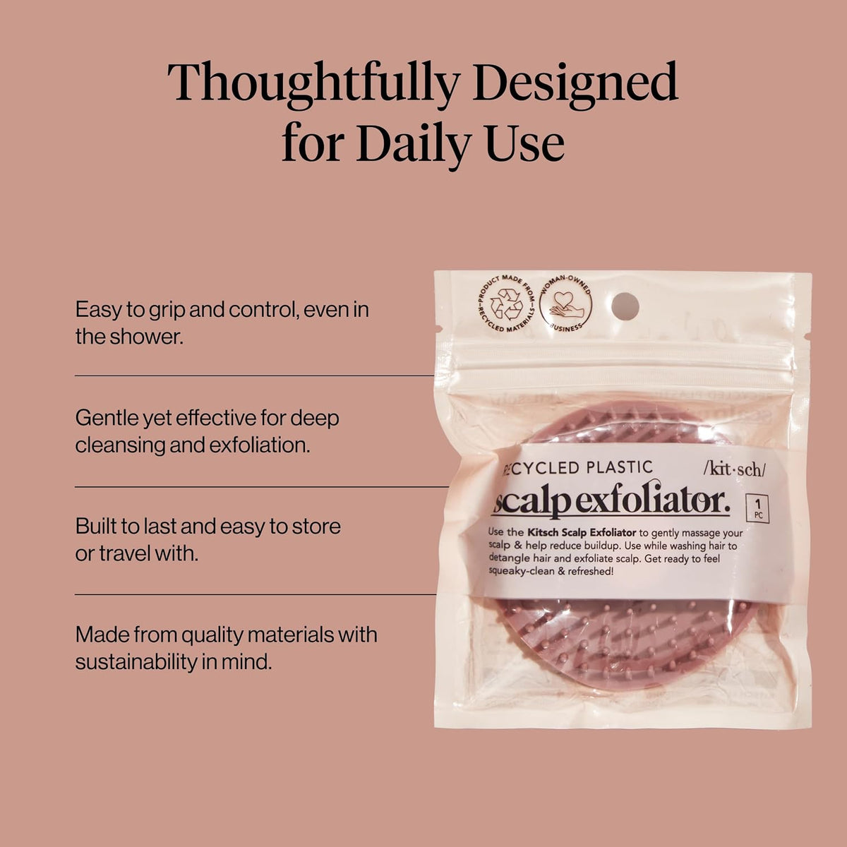 Kitsch Scalp Massager Shampoo Brush, Terracotta - view 5