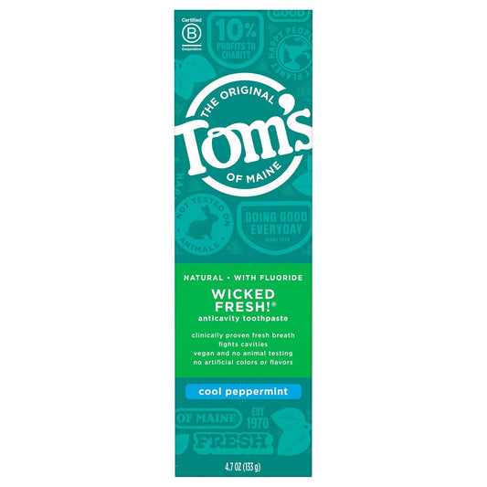 Tom's of Maine Wicked Fresh Fluoride Toothpaste, Cool Peppermint, 4.7 oz