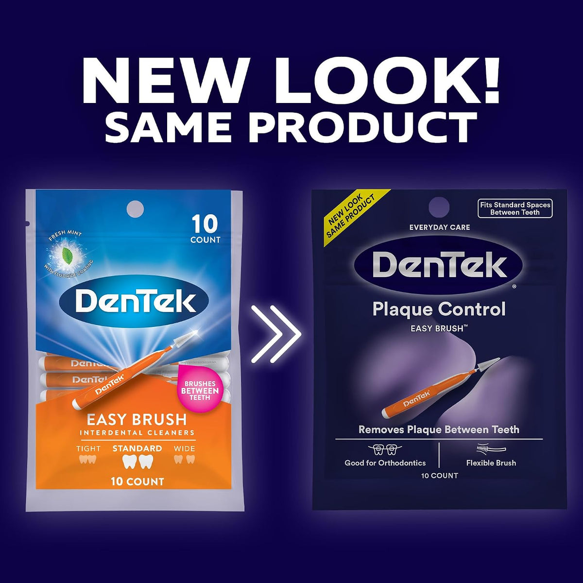 DenTek Easy Brush Plaque Control Interdental Brushes, 10 Count — alternate product view
