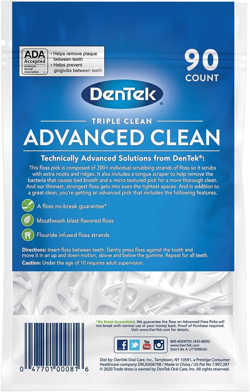 DenTek Triple Clean Floss Picks, Mint, 90 Count - view 2
