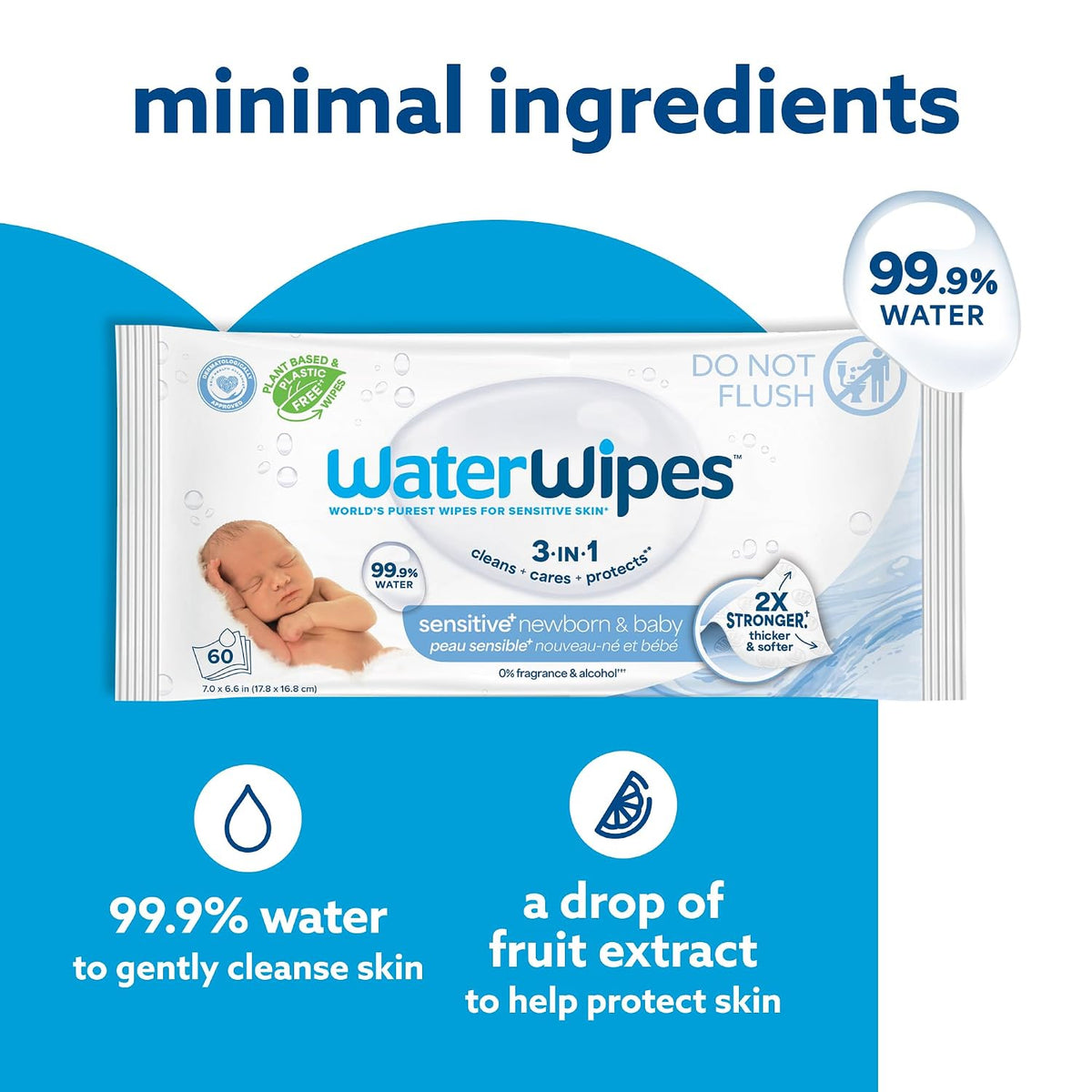 WaterWipes Sensitive+ Newborn and Baby Wipes, 60 Count - view 5