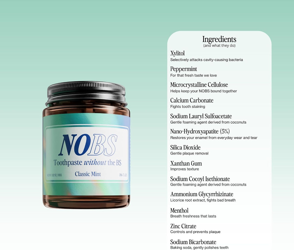 NOBS Fluoride-Free Toothpaste Tablets with Nano Hydroxyapatite, 3 Month Supply - view 5