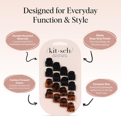 Kitsch Small Hair Clips, 16 Piece Set, Black and Tortoise - view 4