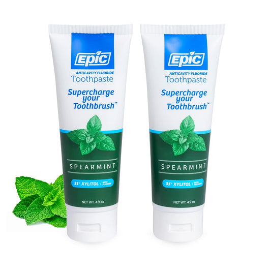 Epic Dental 31% Xylitol Toothpaste, Spearmint, 4.9 oz, Pack of 2