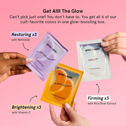 grace & stella Under Eye Patches Variety Pack, 6 Colours (18 Pairs) - view 2