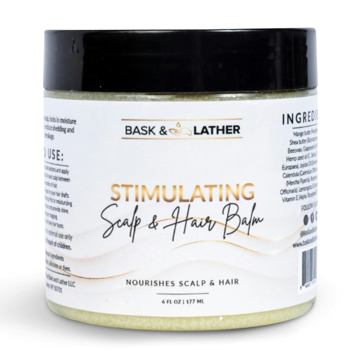 Bask & Lather Stimulating Scalp and Hair Balm, Mango & Shea Butter, 6 oz