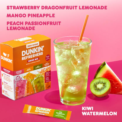 Singles To Go Dunkin' Refreshers Green Tea Drink Mix Packets, 40 Count - view 3