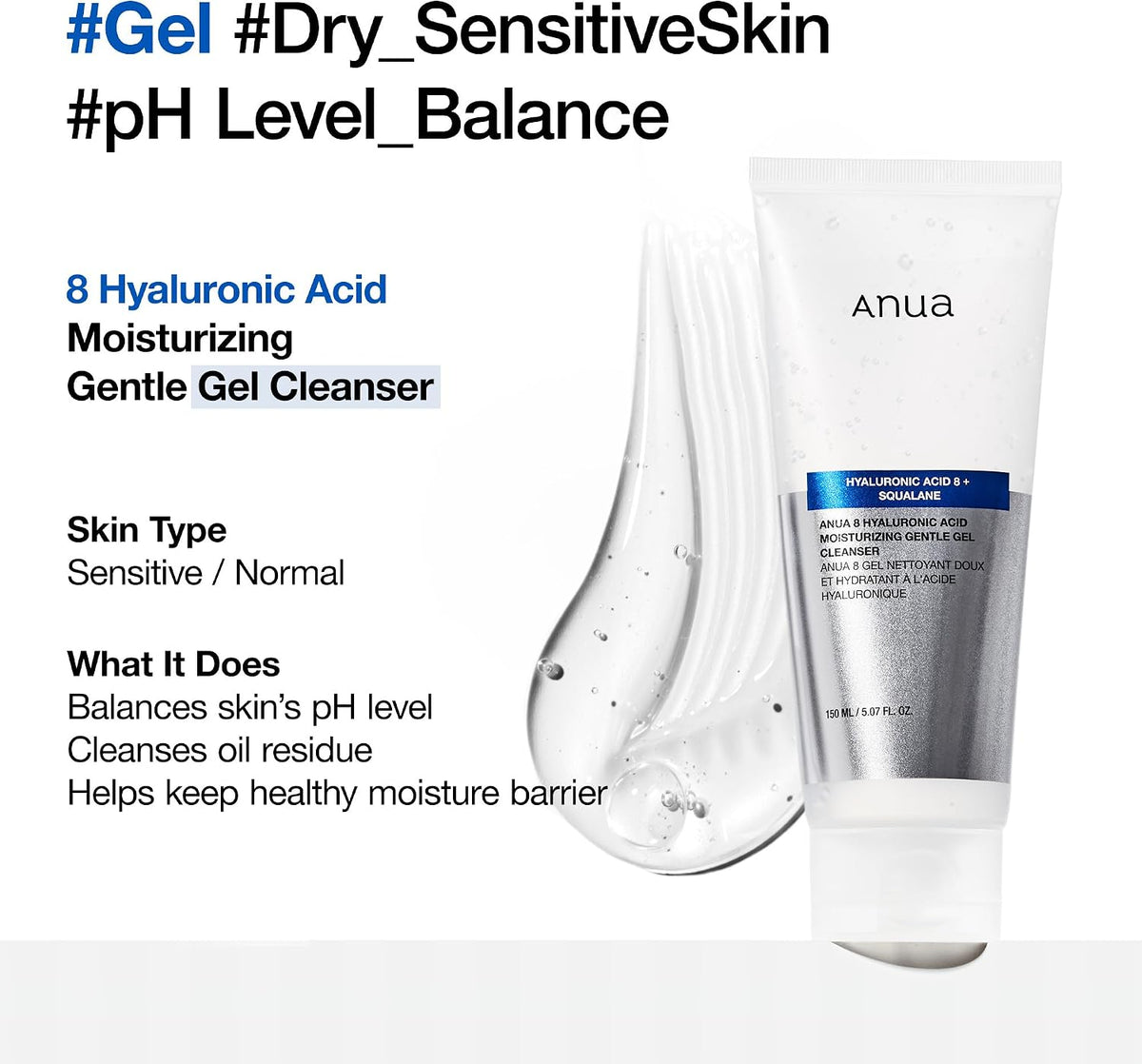Anua Moisturizing Gentle Gel Cleanser 150ml - view 6