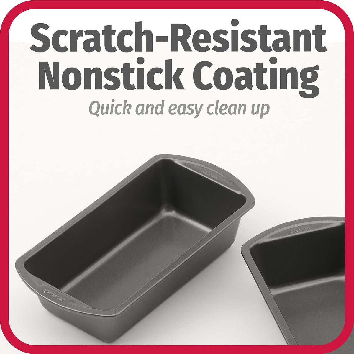 GoodCook Nonstick Loaf Pans, 8 x 4 Inch, Heavy-Duty Steel, Set of 2, Gray - view 4
