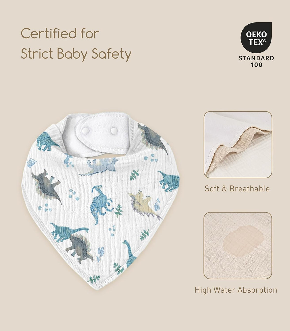 Civarua Kids Muslin Baby Bandana Drool Bibs, Pack of 8 - view 5