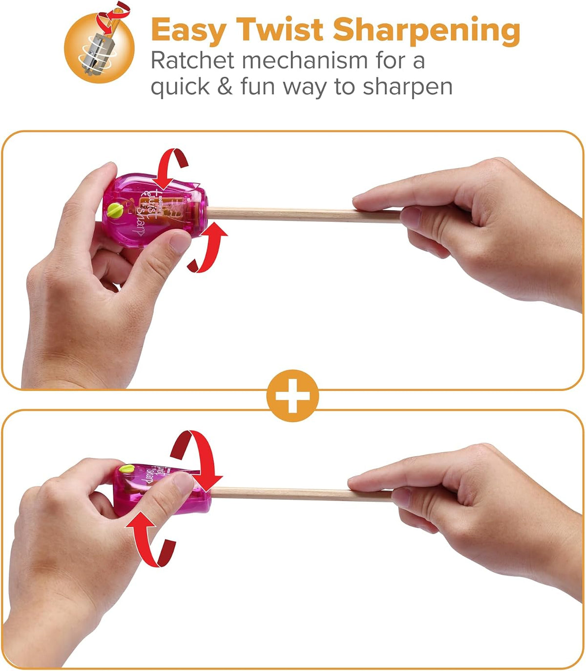 Bostitch Twist-n-Sharp Handheld Pencil Sharpener for Kids, Pink - view 5
