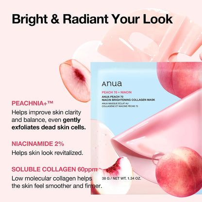 Anua Peach 70 Niacin Brightening Collagen Mask 4 Pack - view 3