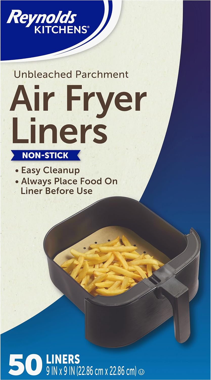 Reynolds Kitchens Unbleached Parchment Air Fryer Liners, 9 in, 50 Count