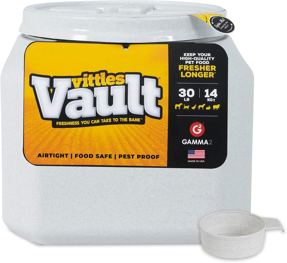 Gamma2 Vittles Vault Airtight Pet Food Storage Container with Scoop, 30 lb — product view