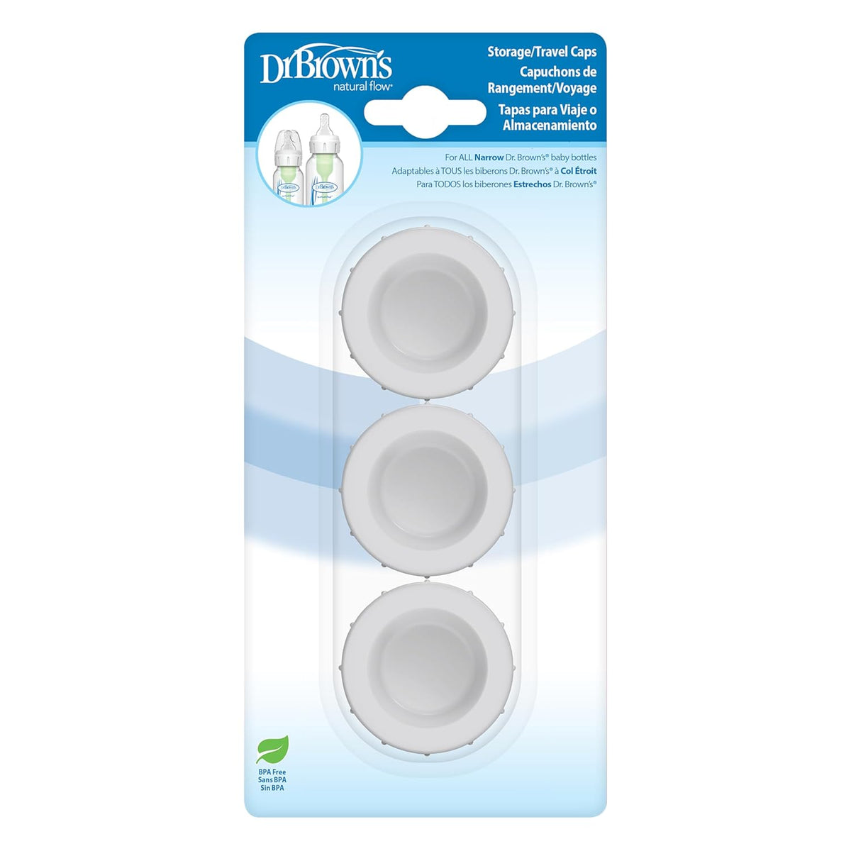 Dr. Brown's Narrow Storage/Travel Caps for Options+ Baby Bottles, Pack of 3 — product view