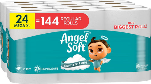 Angel Soft Toilet Paper, 24 Super Mega Rolls, 2-Ply
