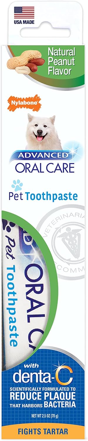 Nylabone Advanced Oral Care Natural Dog Toothpaste, Peanut Butter, 2.5 oz