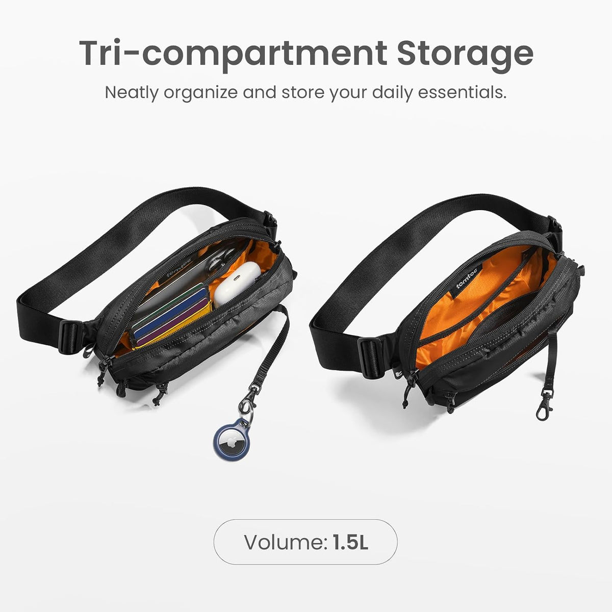tomtoc 1.5L Sling Bag with RFID Blocking - view 3