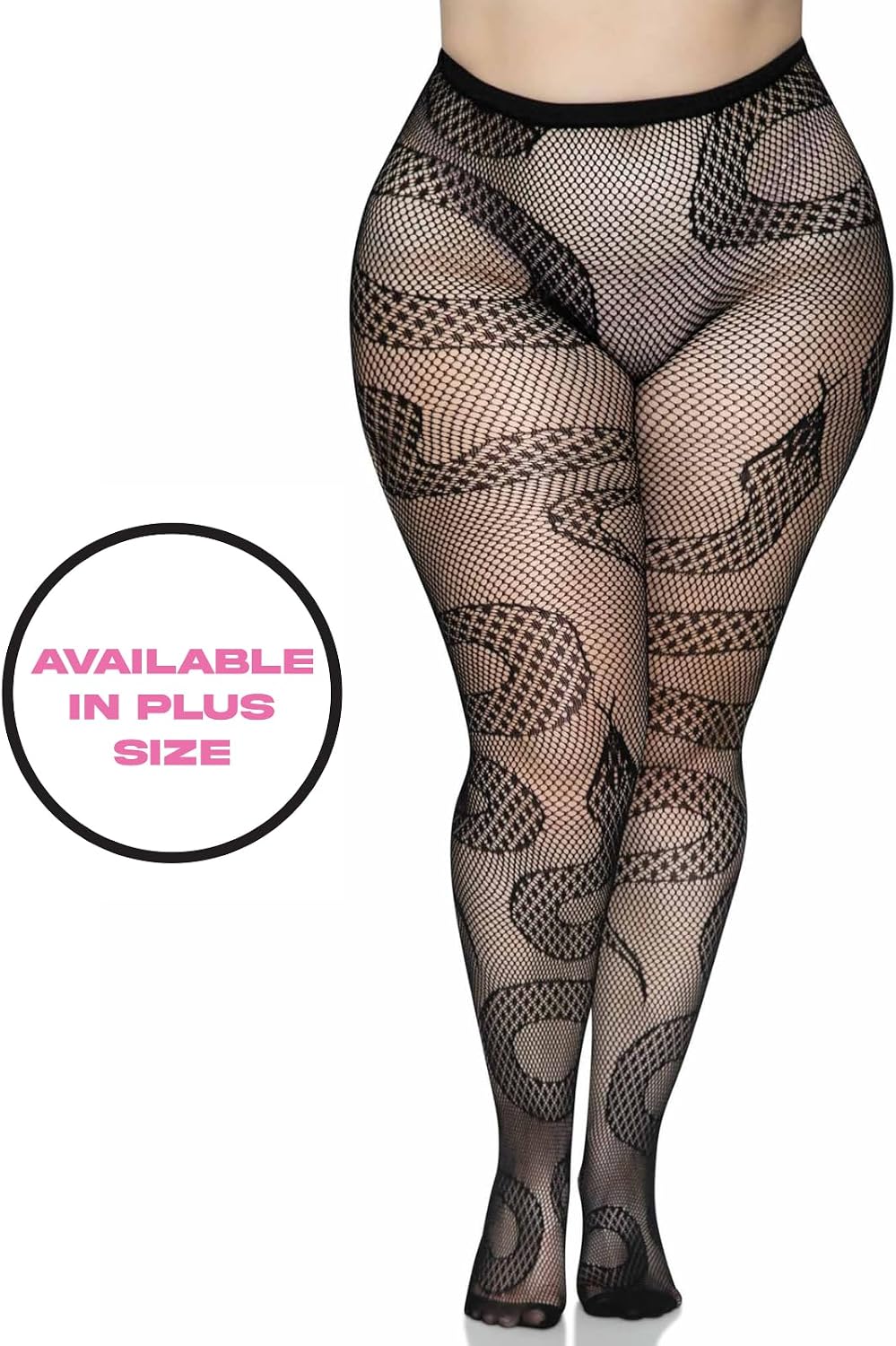 Leg Avenue Patterned Fishnet Tights, Snake Design, One Size - view 4