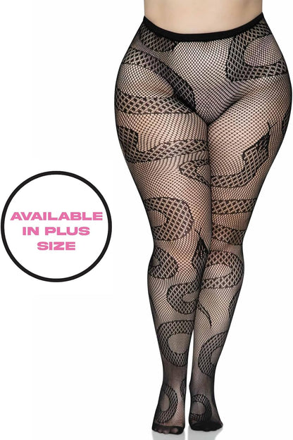 Leg Avenue Patterned Fishnet Tights, Snake Design, One Size - view 4