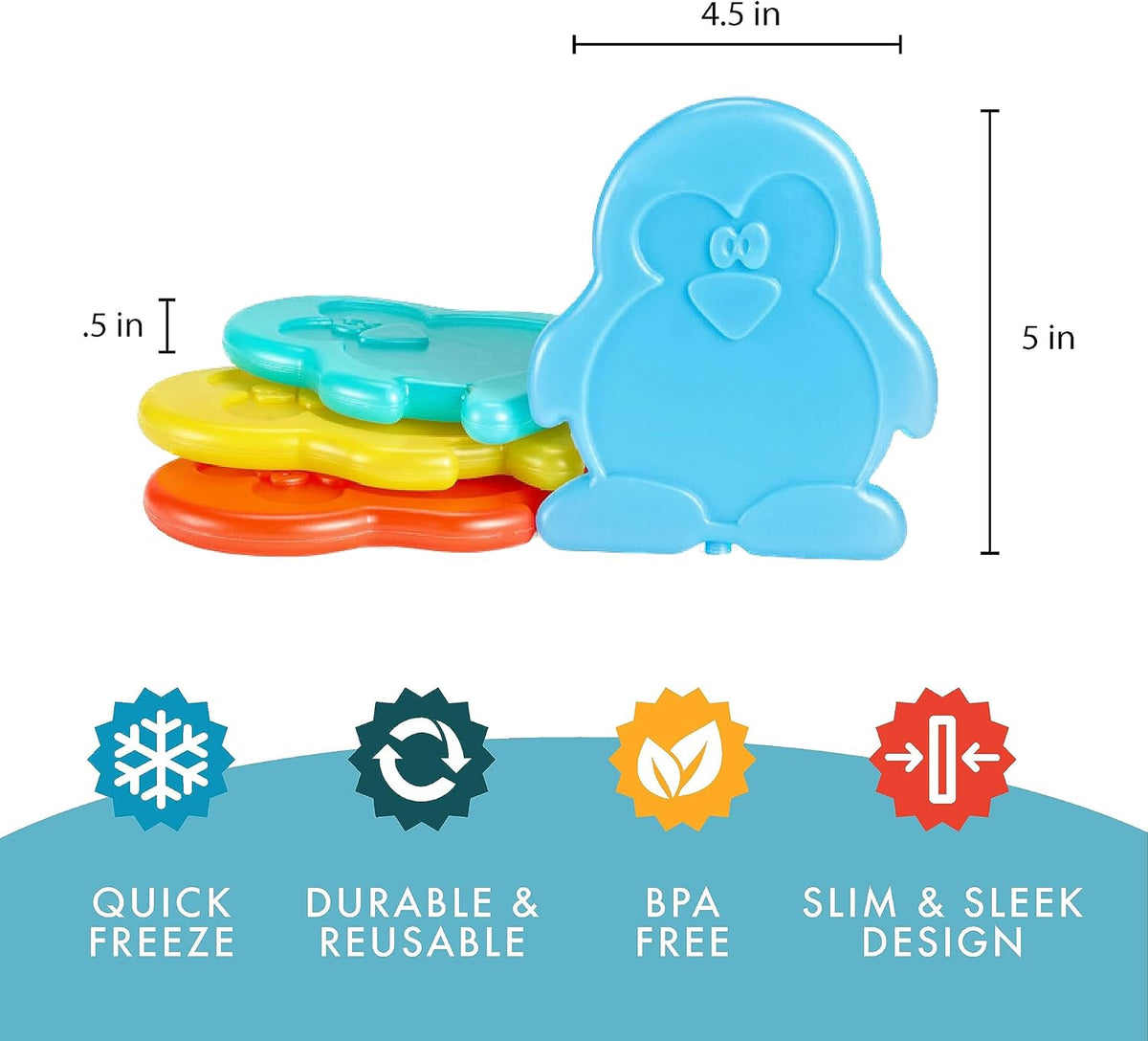 Fit & Fresh Cool Coolers Kids Lunch Box Ice Packs, Pack of 4 - view 3