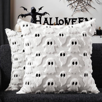 DFXSZ White Ghost Halloween Pillow Covers, 18 x 18 Inch, Set of 2