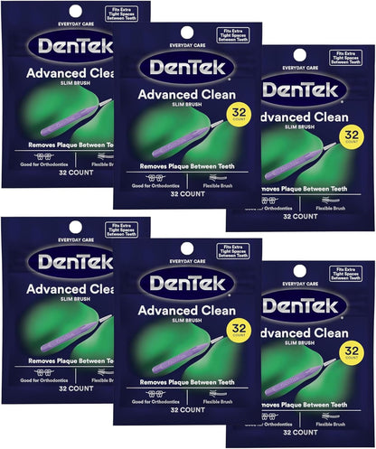 DenTek Slim Brush Interdental Cleaners Fresh Mint, 32 Count, Pack of 6