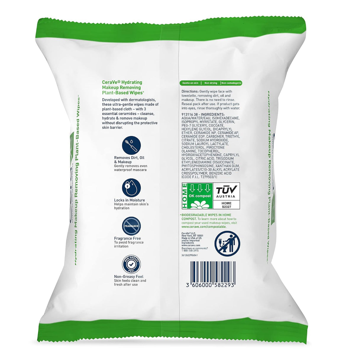 CeraVe Hydrating Plant-Based Makeup Remover Wipes 25 Count - view 2