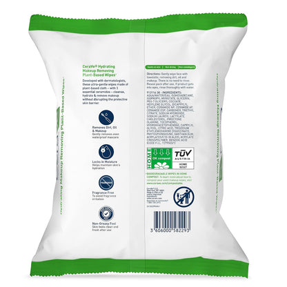 CeraVe Hydrating Plant-Based Makeup Remover Wipes 25 Count - view 2