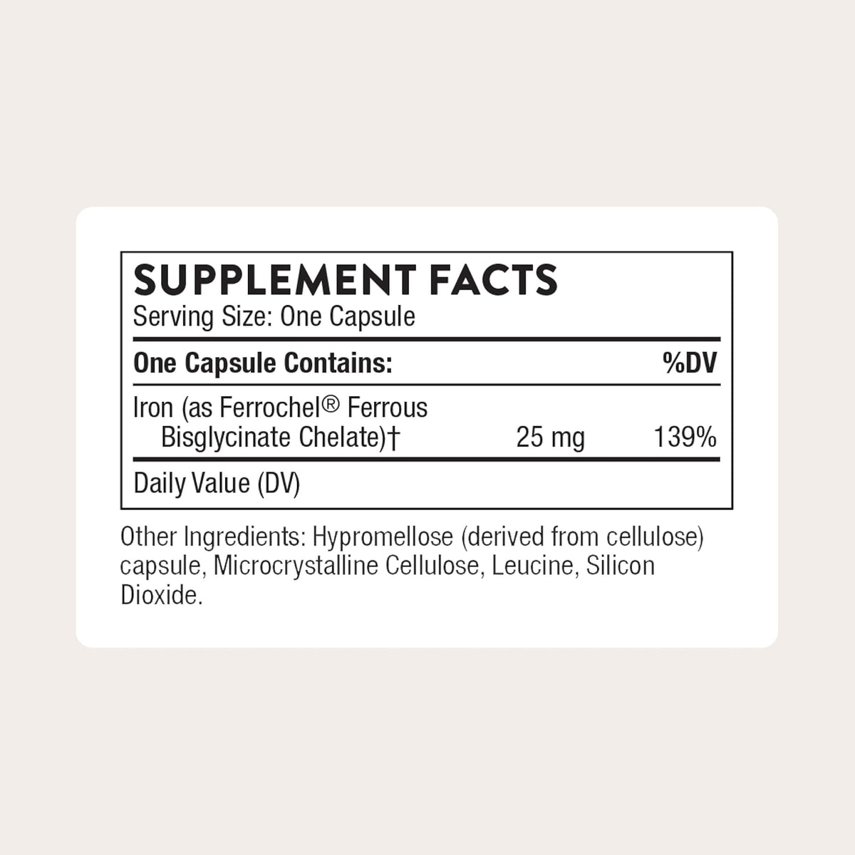 Thorne Iron Bisglycinate 25 mg, 60 Capsules - view 2