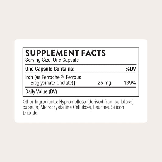 Thorne Iron Bisglycinate 25 mg, 60 Capsules - view 2