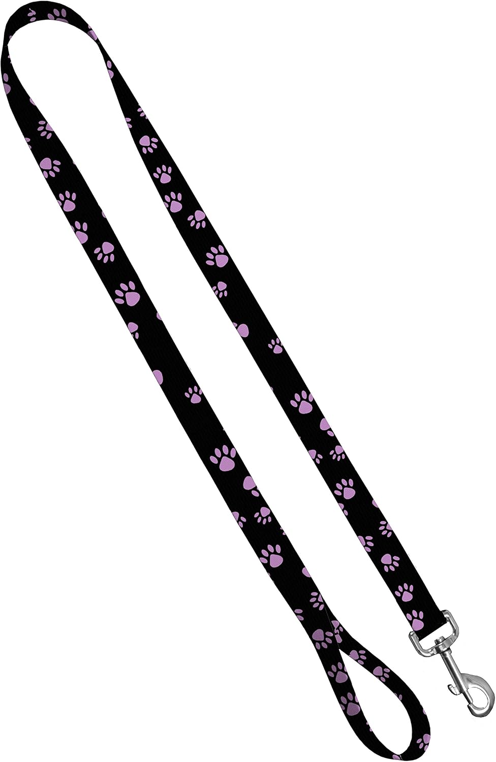 Moose Pet Wear Deluxe Dog Leash 1 Inch x 4 Feet, Puppy Paws Pink on Black
