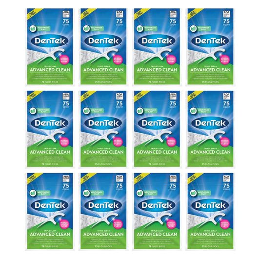 DenTek Triple Clean Floss Picks, Mouthwash Blast, 75 Count, Pack of 12