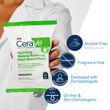 CeraVe Hydrating Plant-Based Makeup Remover Wipes 25 Count - view 5