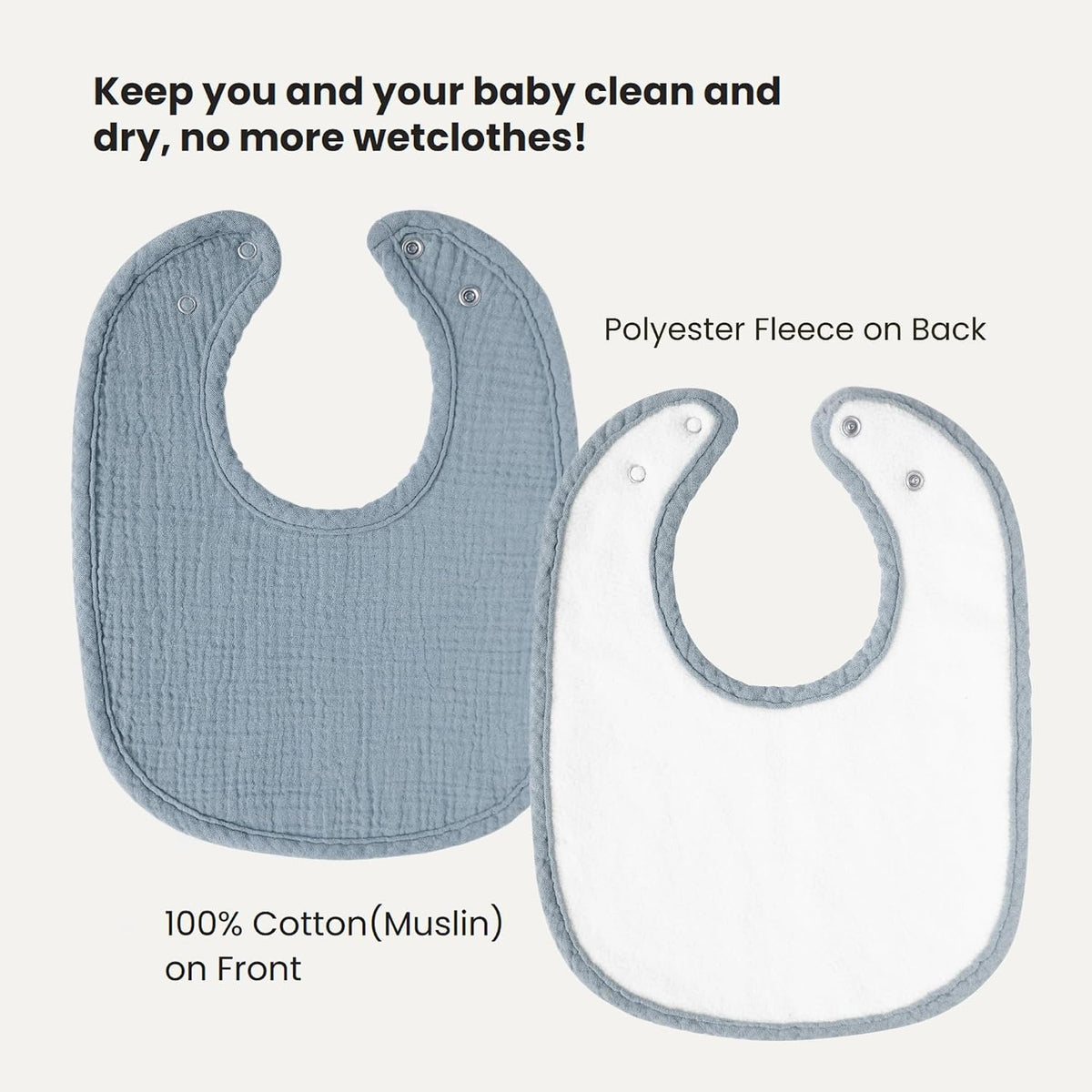 Konssy Muslin Baby Bibs, 8 Pack, Adjustable Fit - view 2