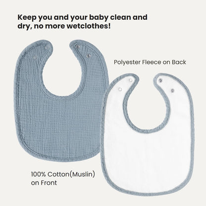 Konssy Muslin Baby Bibs, 8 Pack, Adjustable Fit - view 2