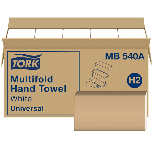 Tork Multifold Hand Towel, White H2, 16 Packs of 250 Towels