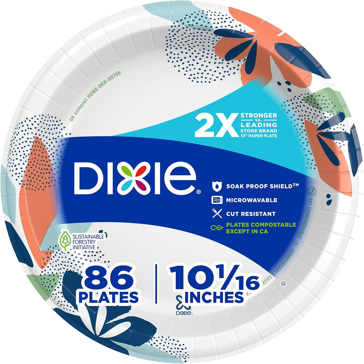 Dixie Paper Plates 10 Inch, 86 Count