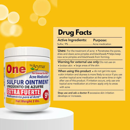Arymar Sulfur Ointment 9% Acne Spot Treatment for Face and Body 2oz - USA in UK