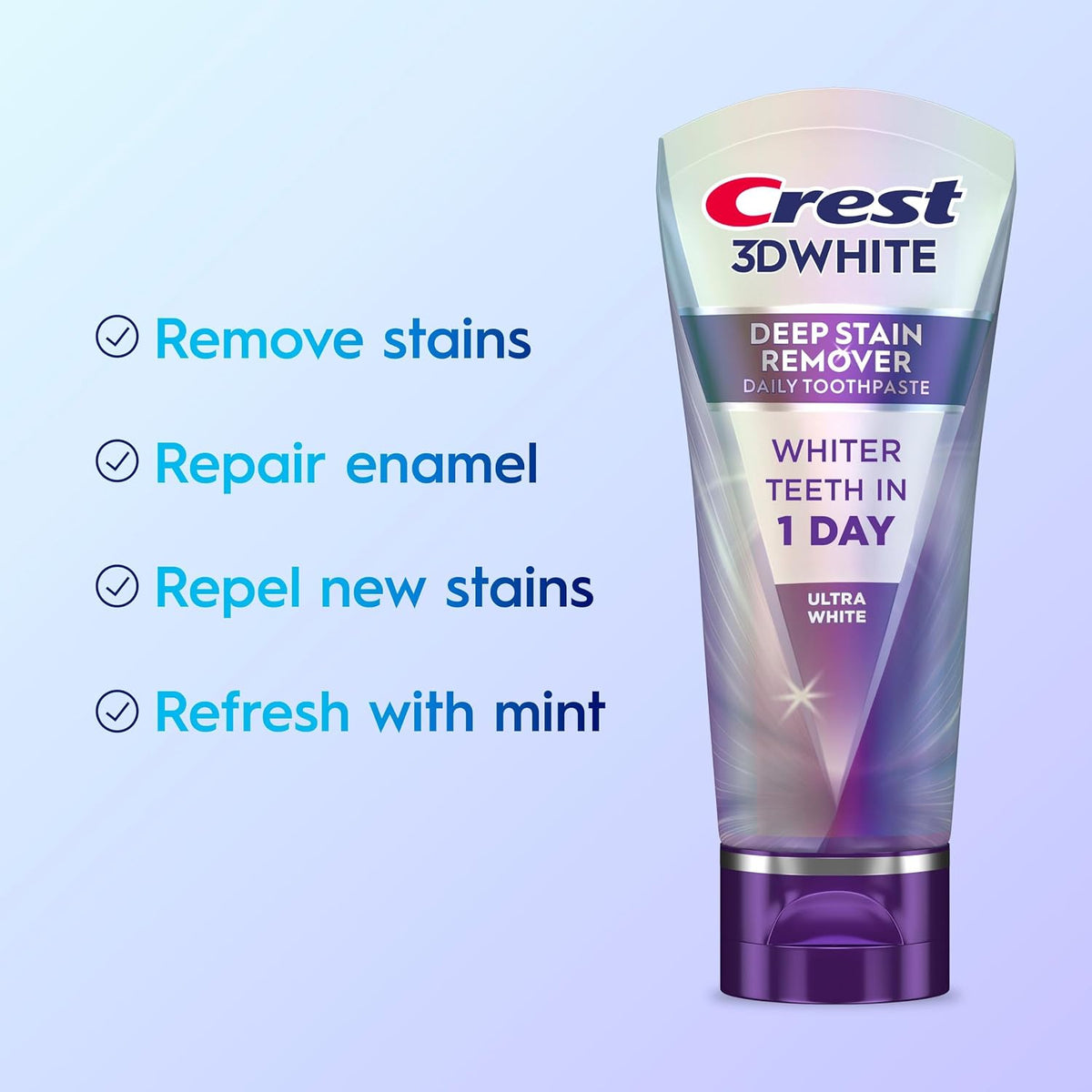 Crest 3D White Deep Stain Remover Ultra White Toothpaste, 2.1 oz — alternate product view