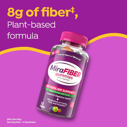 MiraLAX MiraFIBER Prebiotic Fibre Gummies, Mixed Fruit Flavour, 72 Count - view 2