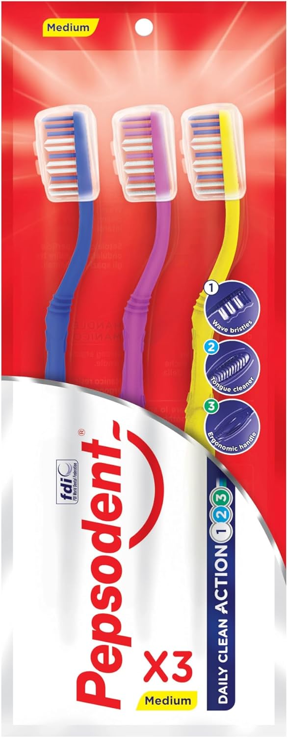 Pepsodent Toothpaste Mixed Pack 75 ml (2.5 fl oz) with 3 Toothbrushes, Pack of 3 — alternate product view