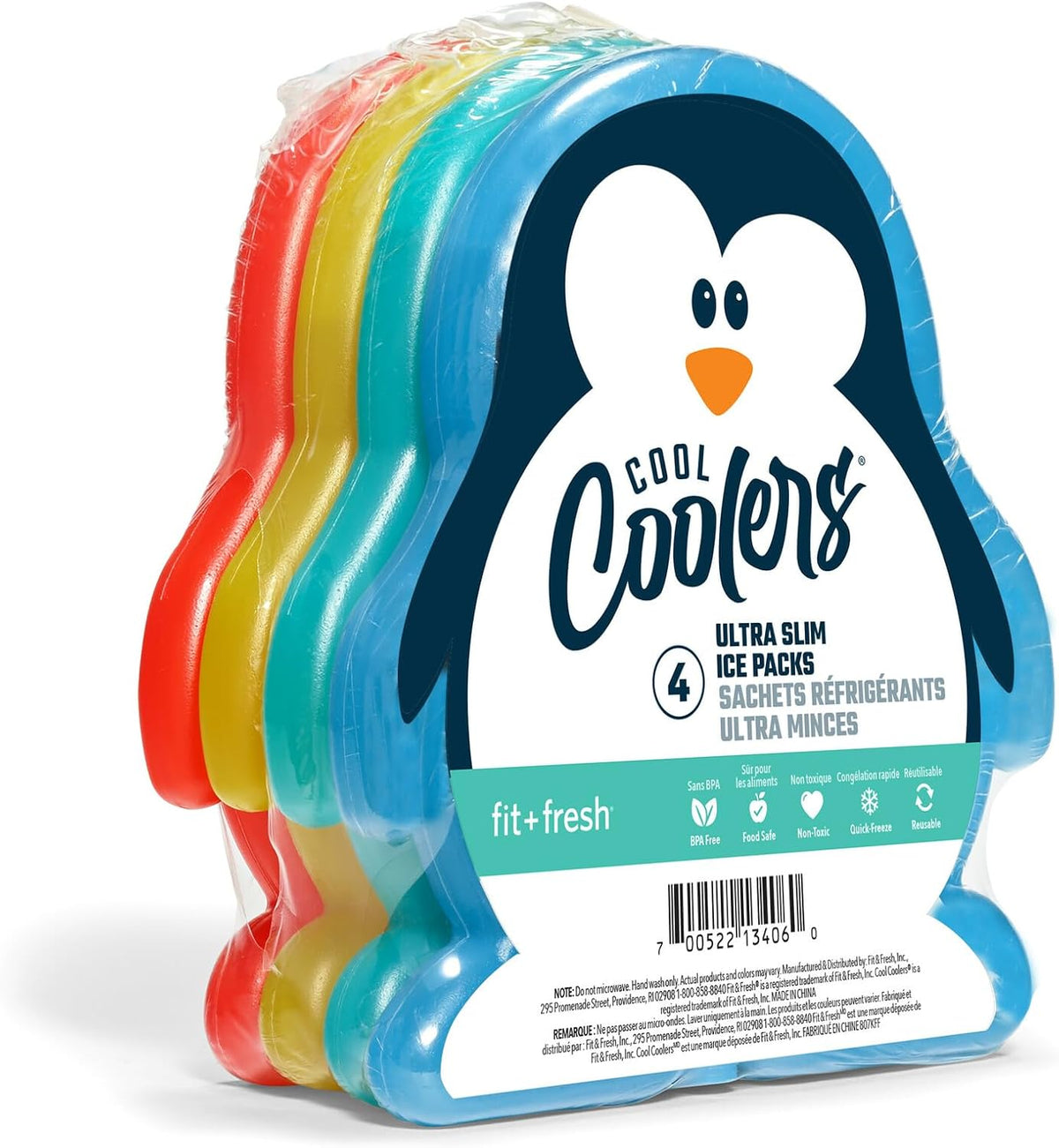 Fit & Fresh Cool Coolers Kids Lunch Box Ice Packs, Pack of 4 — product view