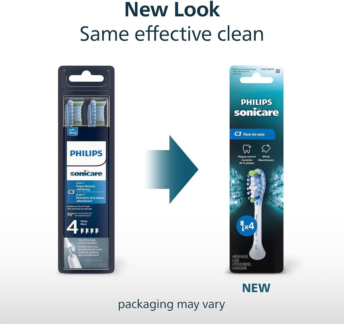 Philips Sonicare C3 Two-in-One Brush Heads, 4 Pack, White - view 2