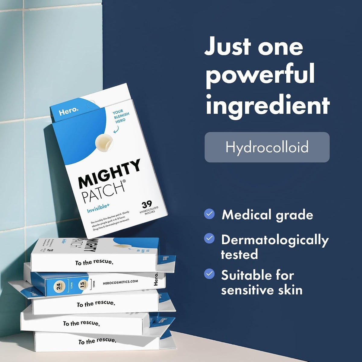 Hero Mighty Patch Invisible+ Daytime Hydrocolloid Patches, 39 Count - view 5