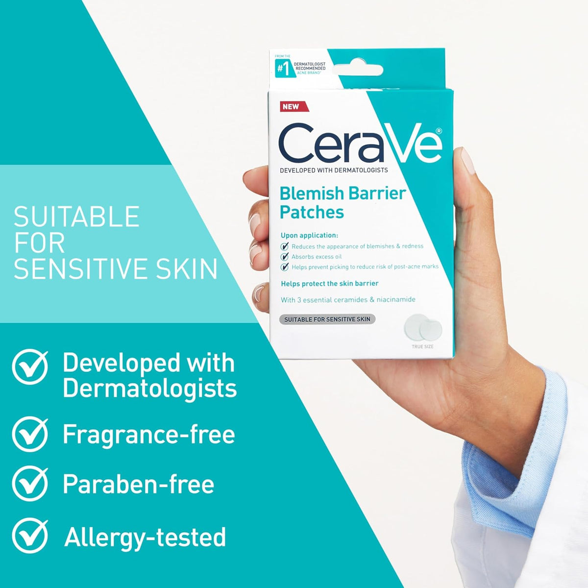CeraVe Hydrocolloid Pimple Patches with Niacinamide, Ultra-Thin, 22 Count - view 5