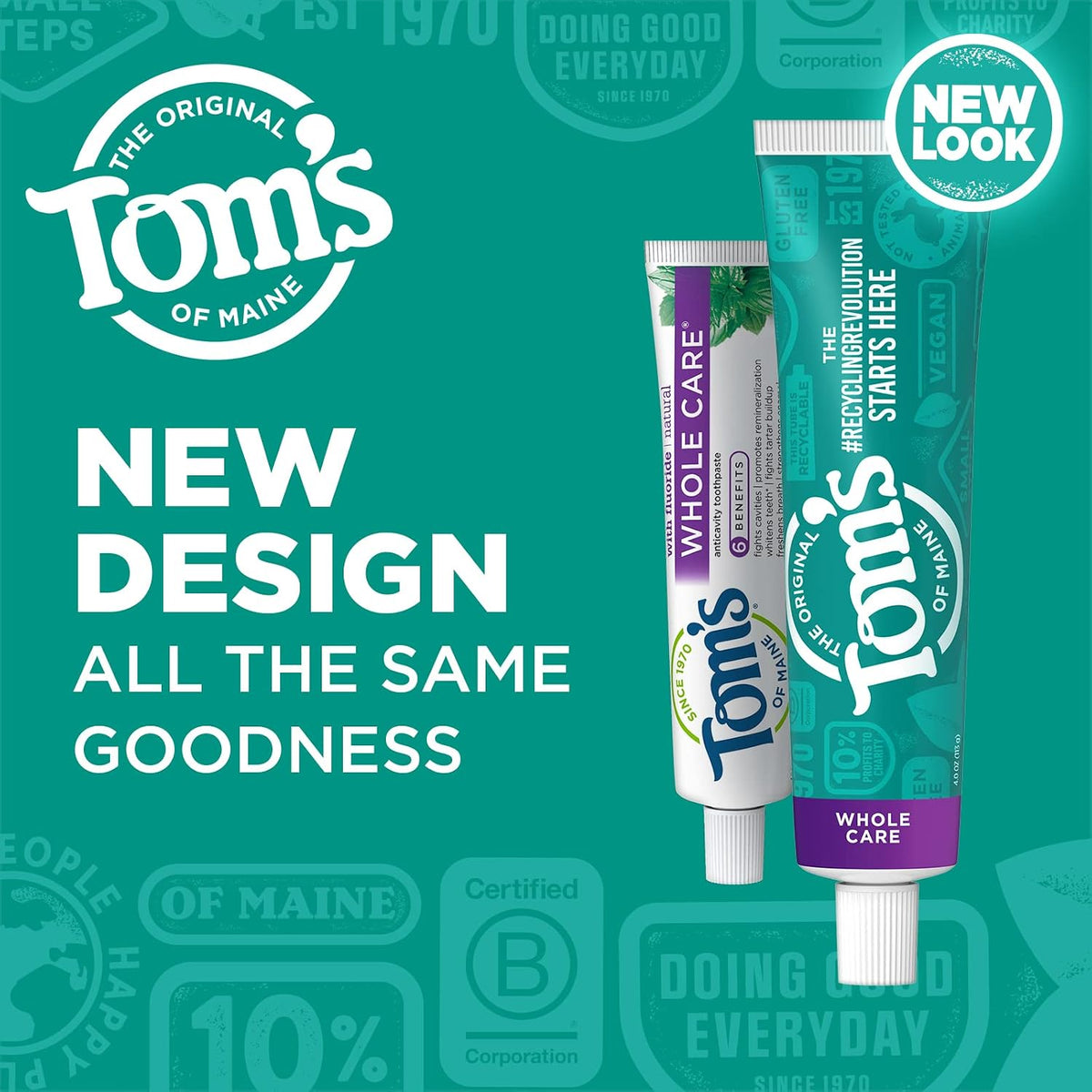 Tom's of Maine Whole Care Anticavity Fluoride Toothpaste, Peppermint, 4 oz — alternate product view