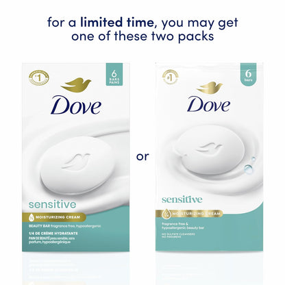 Dove Sensitive Beauty Bar Soap, Fragrance-Free, 3.75 oz, 6 Bars - view 4